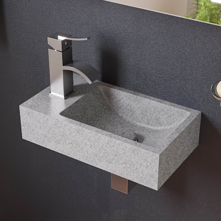 Alfi Brand 16" Small Rectangular Solid Concrete Gray Matte Wall Mounted Bathroom Sink ABCO108